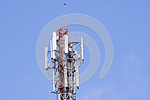 Telecommunication tower. Wireless Communication Antenna Transmitter.