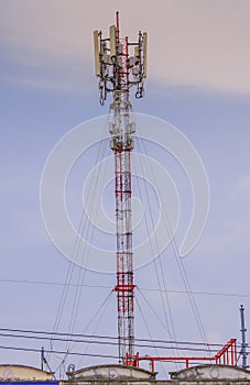 Telecommunication tower. Wireless Communication Antenna Transmitter.