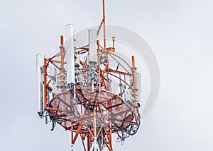 Telecommunication tower. Wireless Communication Antenna Transmitter.