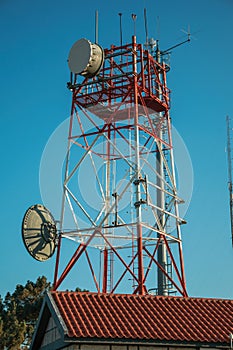 Telecommunication towers with antennas in a base transceiver station