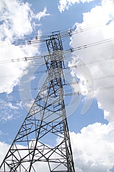 Telecommunication towers,  blue and clouds sky detail