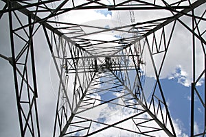 Telecommunication towers,  blue and clouds sky detail