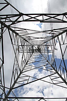 Telecommunication towers,  blue and clouds sky detail