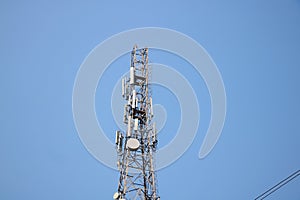 Telecommunication towers with TV antennas