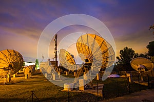 Telecommunication WIFI wireless Satelites Antenna Dish timelapse Majorca Observatory