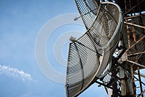 Telecommunications antenna for radio, television and telephone with blue sky