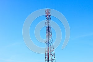 Telecommunications antenna whit cloud and Blue sky