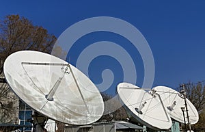 Telecommunications antennas on blue sky