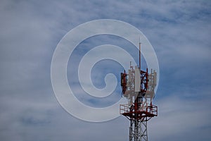 Telecommunications antennas, radios and satellite communication technology Telecommunications industry. Mobile network or 4g