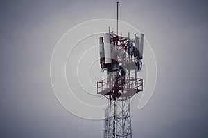 Telecommunications antennas, radios and satellite communication technology Telecommunications industry. Mobile network or 4g