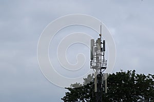 Telecommunications antennas, radios and satellite communication technology Telecommunications industry. Mobile network or 4g