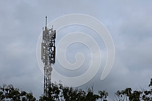 Telecommunications antennas, radios and satellite communication technology Telecommunications industry. Mobile network or 4g