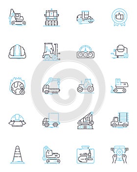 Telecommunications devices linear icons set. Smartph, Tablet, Laptop, Desktop, Router, Modem, Switch line vector and