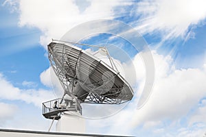 Telecommunications radar parabolic radio antenna photo