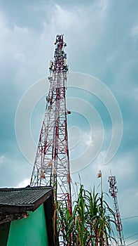 a telecommunications tower with a background of the sky in Indonesia