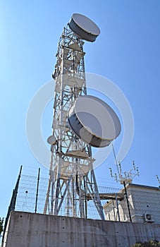 Telecommunications tower in El Garraf Mountains Barcelona