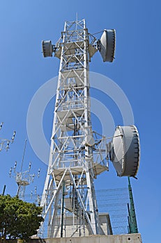 Telecommunications tower in El Garraf Mountains Barcelona