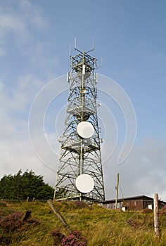 Telecommunications tower on a hill