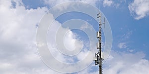 Telecommunications Tower. Radiation exposure and electrosmog concept.