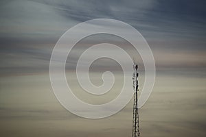 Telecommunications tower, telephone and internet antennas