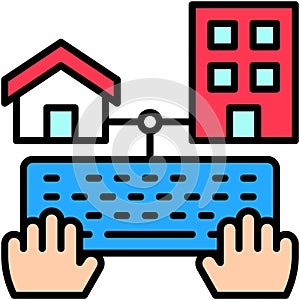 Telecommuting or remote work icon, vector illustration