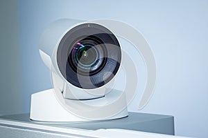 Teleconference, video conference or telepresence camera closeup