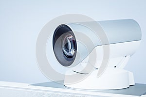 Teleconference, video conference or telepresence camera closeup