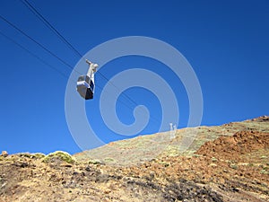 Teleferico cable-car going up to peak of Teide Volcano Tenerife.