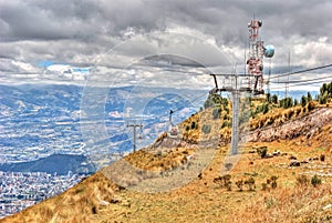 Teleferico cable cars going up the Pichincha Volcano photo