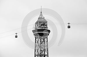 Teleferico Montjuic and two cabin at Barcelona photo