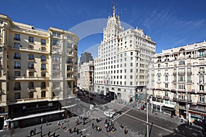 Telefonica building at Gran Via street