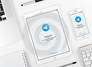 Telegram application on iPad and iPhone display