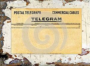 Telegram on Grungy Painted Wood