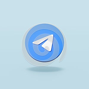 Telegram, Logo on Flat Blue Background