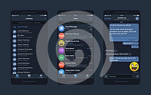 Telegram WhatsApp Messenger App Night Mode Mockup