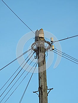 Telegraph communications pole wiring junction