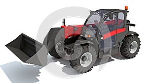 Telehandler heavy construction machinery 3D rendering on white background