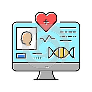 telehealth researching color icon vector illustration