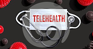 Telehealth theme with mask and stethoscope photo