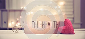 Telehealth theme with a red heart photo