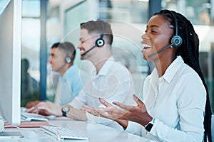 Telemarketing, customer service and call center worker consulting online in sales crm company. Ecommerce, contact us and