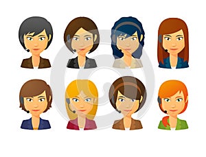 Telemarketing female avatars wearing headset