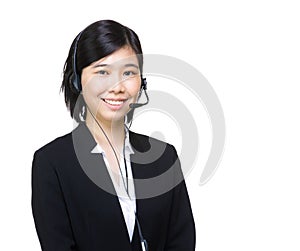 Telemarketing headset businesswoman