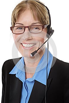 Telemarketing headset woman