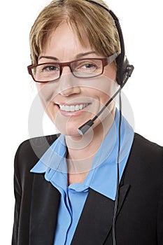 Telemarketing headset woman