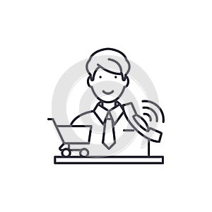 Telemarketing line icon concept. Telemarketing vector linear illustration, symbol, sign