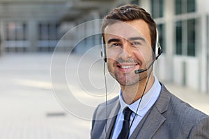 Telemarketing operator isolated in office space