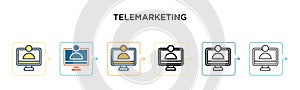 Telemarketing vector icon in 6 different modern styles. Black, two colored telemarketing icons designed in filled, outline, line