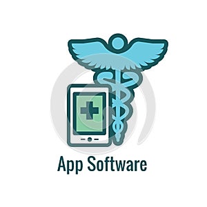 Telemedicine abstract idea with icons illustrating remote health photo