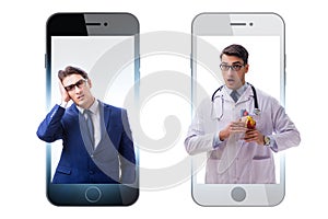 Telemedicine concept with doctor examining remotely